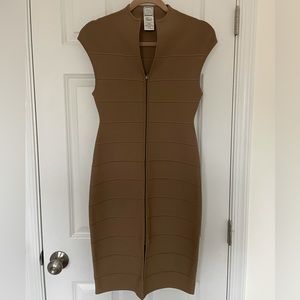 Herve Leger tan dress